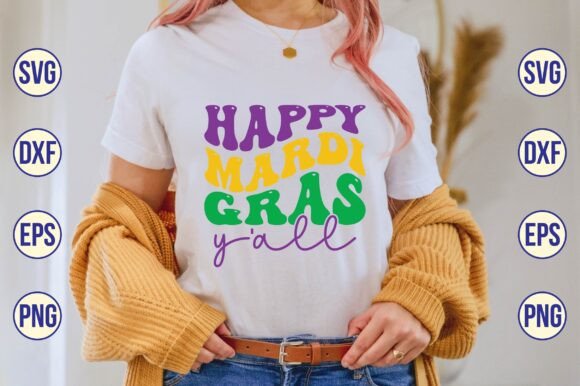 Happy Mardi Gras Y all Retro SVG