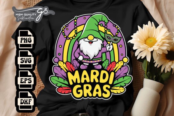 Mardi Gras Gnome Rainbow Retro SVG