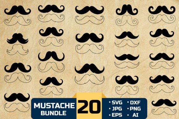 Mustache SVG with Line Art Review